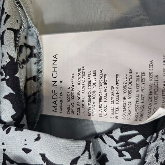 Club Monaco Wrap Dress Womens Size 2 Side Drape Mini Silk Black Blue Work Date - Picture 13 of 13